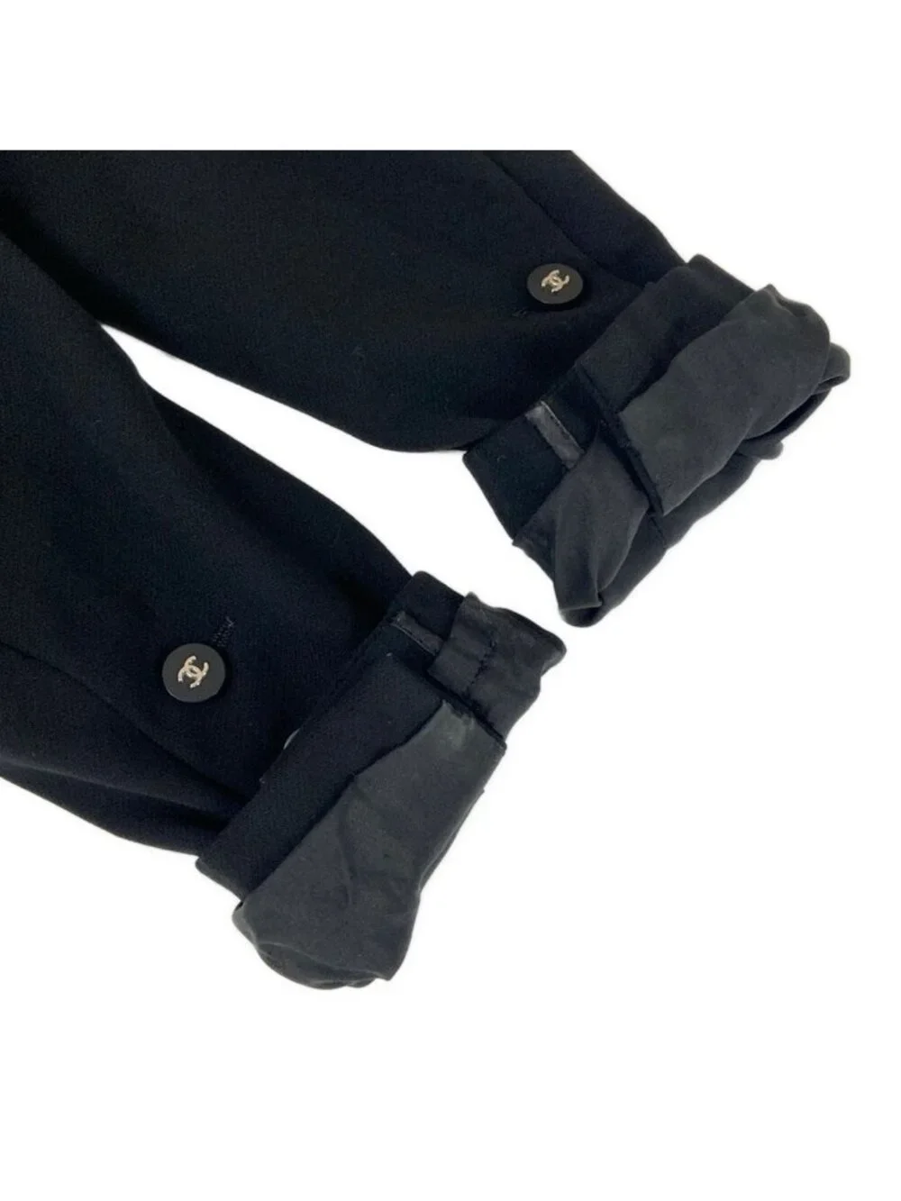 Chanel Jacket Black Long Sleeve CC Logo Silver Wool